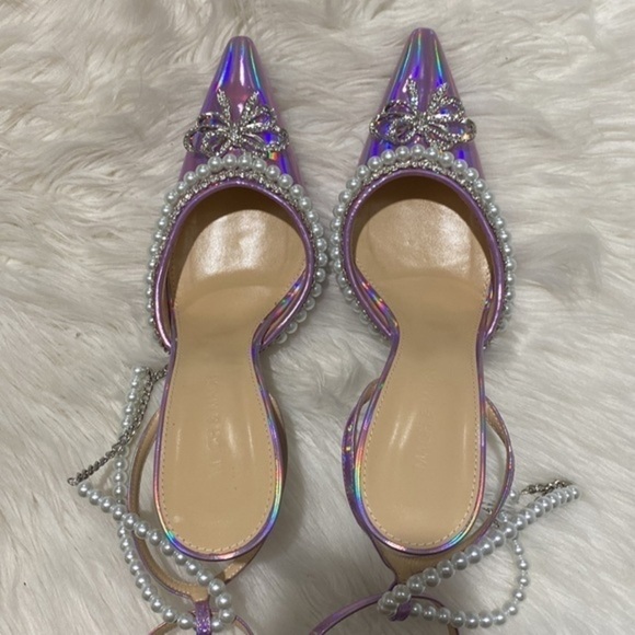 New Mach &‎ Mach Sophie Bow embellished Iridescent Leather pumps size 38.5EU - Picture 7 of 11